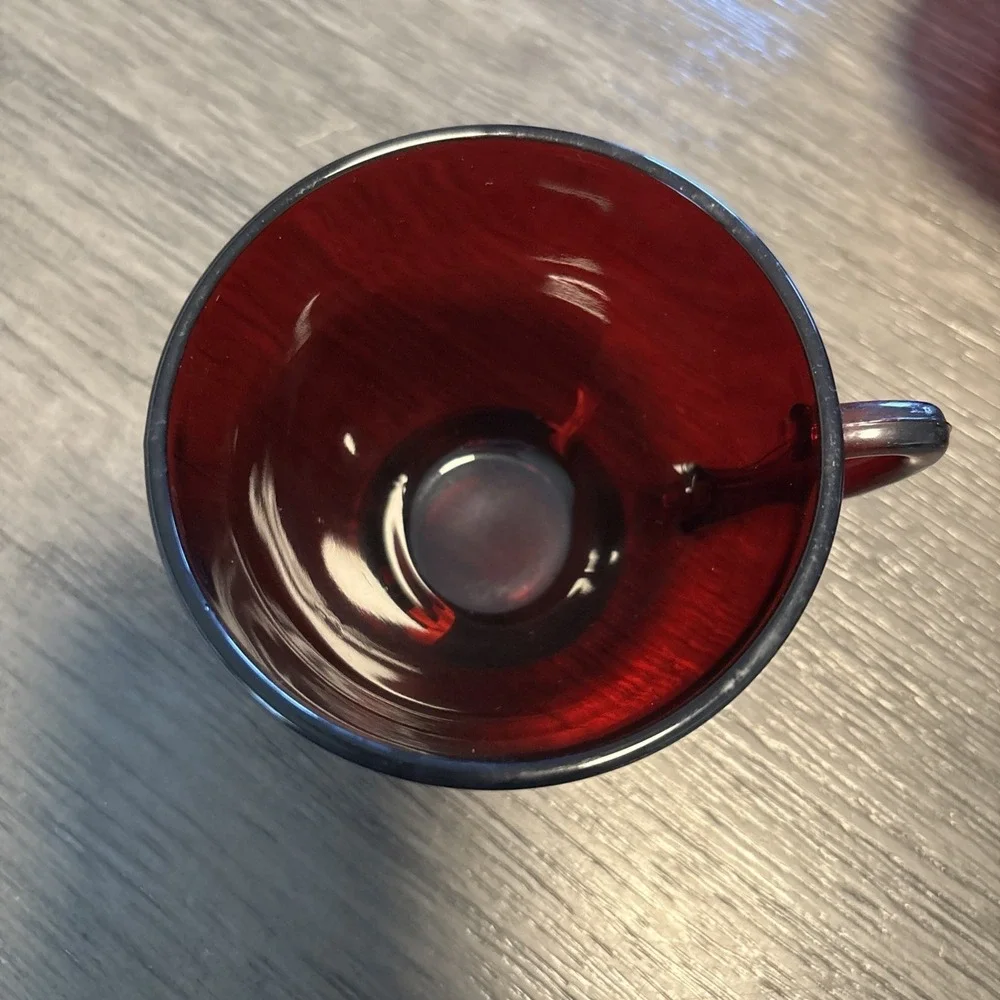 Anchor Hocking Royal Ruby Red‎ Glass Set of 9 Punch Bowl Cups Coffee Tea Mug